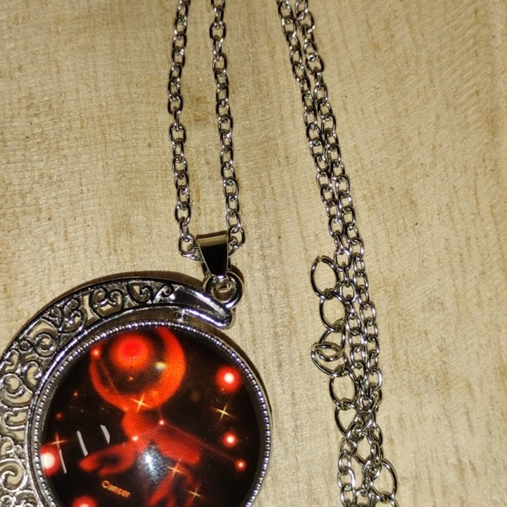 Crescent Moon Cancer Pendant Necklace - Picture 3 of 3